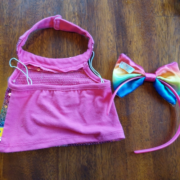 Build-A-Bear Sequined Tank Halter Top Rainbow Headband Bow BAB BABW - Picture 3 of 6